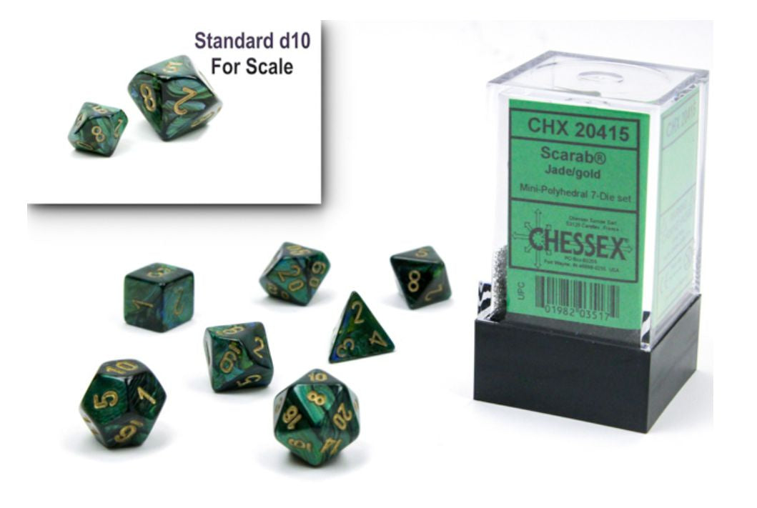 Chessex - Scarab Mini Jade/Gold 7-Diet Set (CHX 20415)