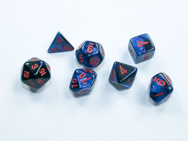 Chessex - Gemini Mini Black-Starlight/Red 7 Die Set CHX 20658