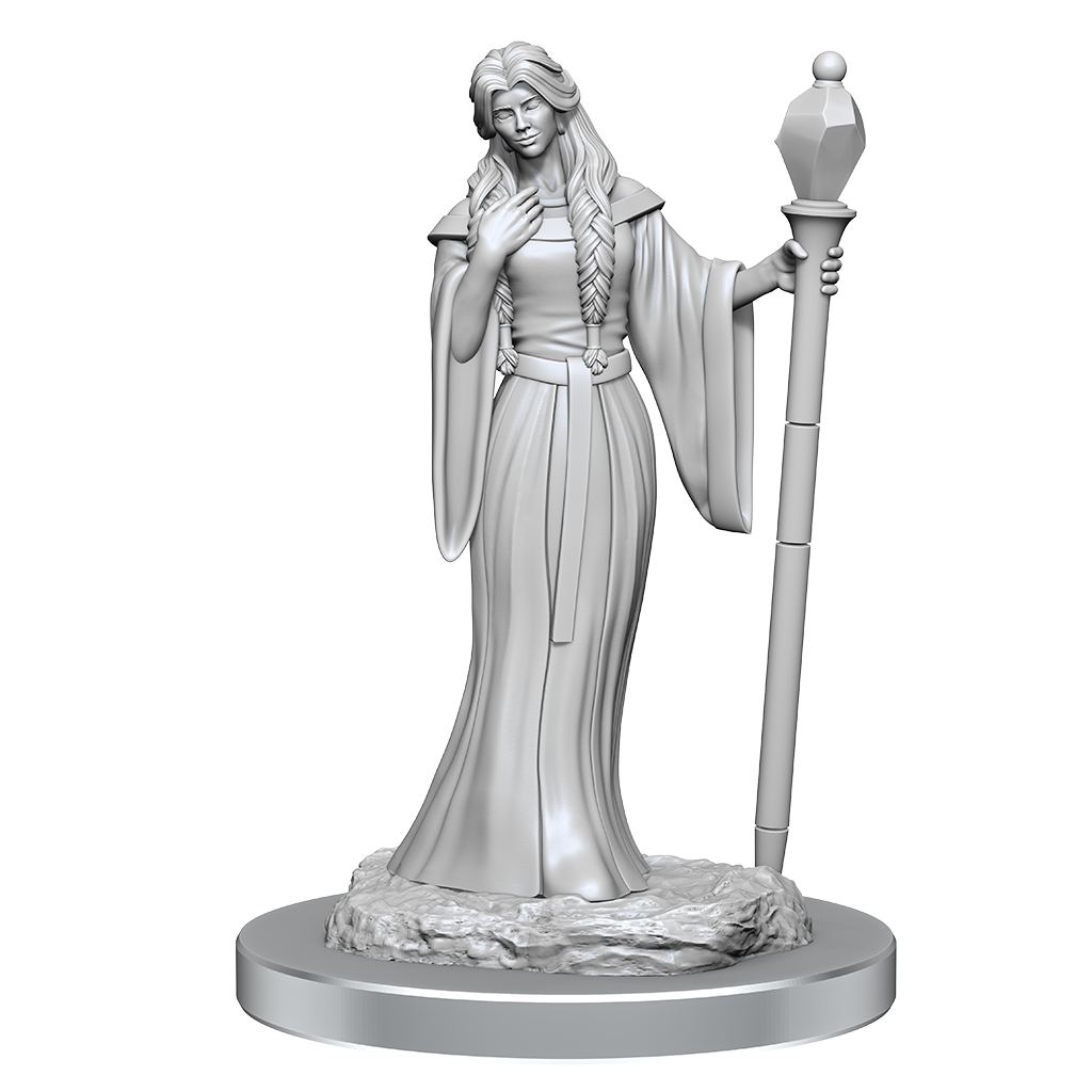 Critical Role Unpainted Miniatures Human Wizard Female &amp; Halfling Holy Warrior Female