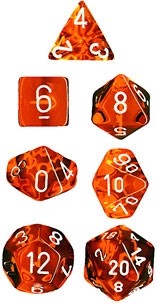 Chessex - Translucent Polyhedral 7-Die Set - Orange/White (CHX23073)