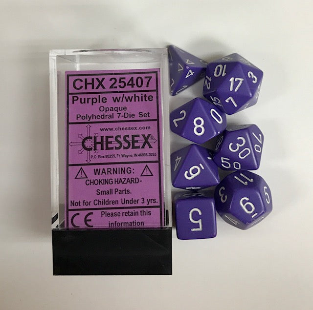 Chessex - Opaque Polyhedral 7-Die Set - Purple/White (CHX25407)
