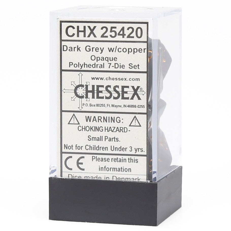 Chessex - Opaque Polyhedral 7-Die Set - Dark Grey/Copper (CHX25420)
