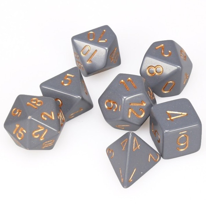 Chessex - Opaque Polyhedral 7-Die Set - Dark Grey/Copper (CHX25420)