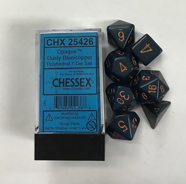 Chessex - Opaque Polyhedral 7-Die Set - Dusty Blue/Copper (CHX25426)