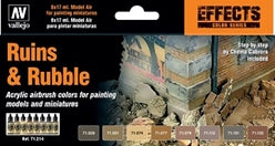 Vallejo - Model Air - Ruins &amp; Rubble 8 Colour Acrylic Paint Set