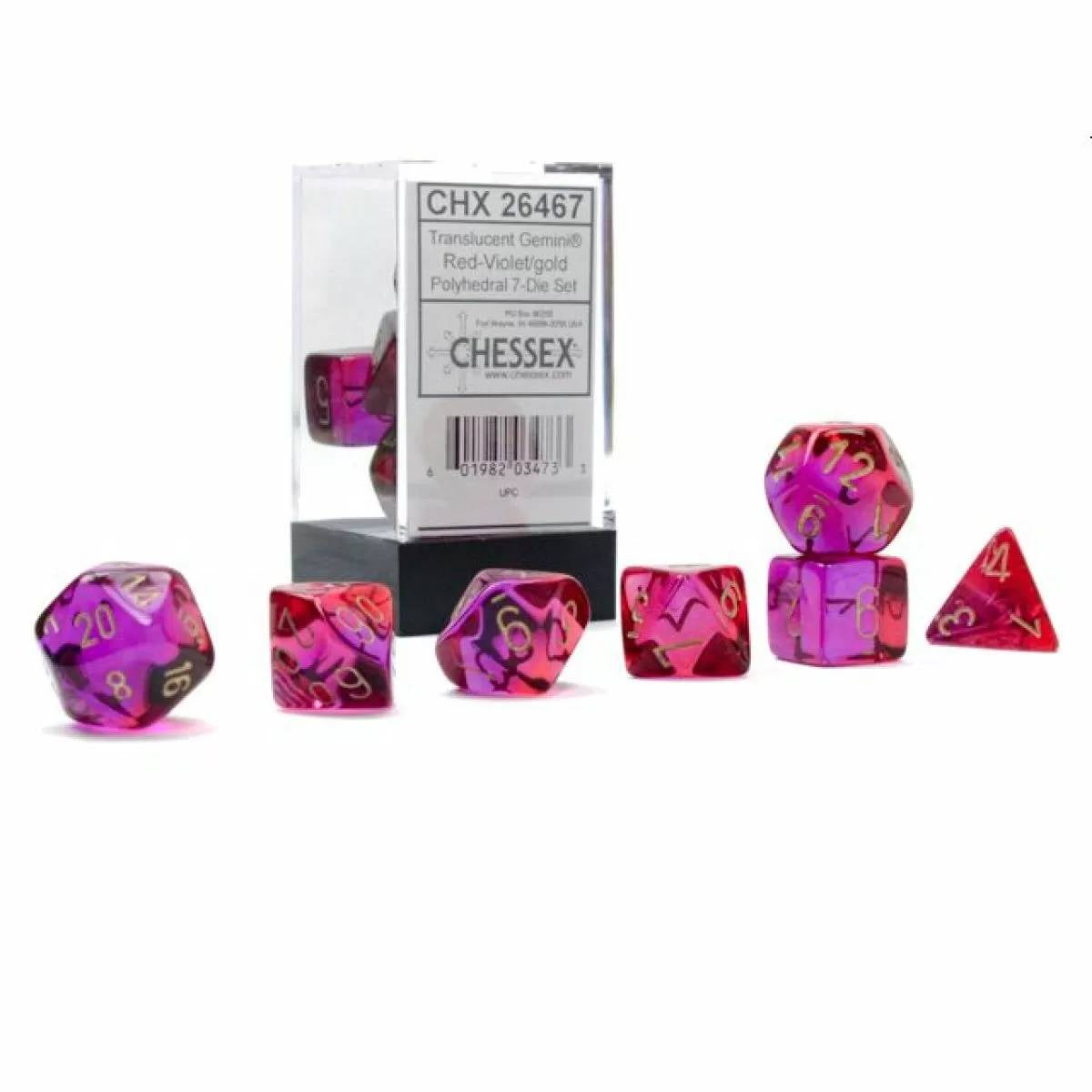 Chessex - Gemini Translucent Red-Violet/gold 7-Die Set (CHX 26467)