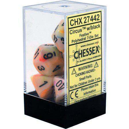 Chessex - Festive Polyhedral 7-Die Set - Circus/Black (CHX27442)
