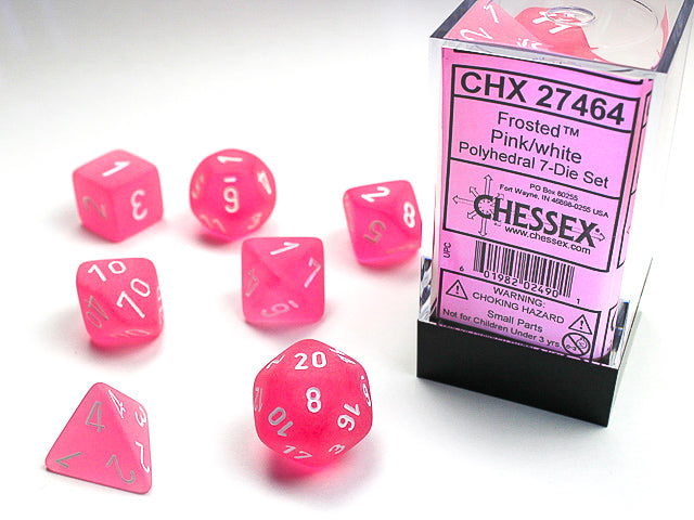Chessex - Frosted Polyhedral 7-Die Set - Pink/white (CHX27464)