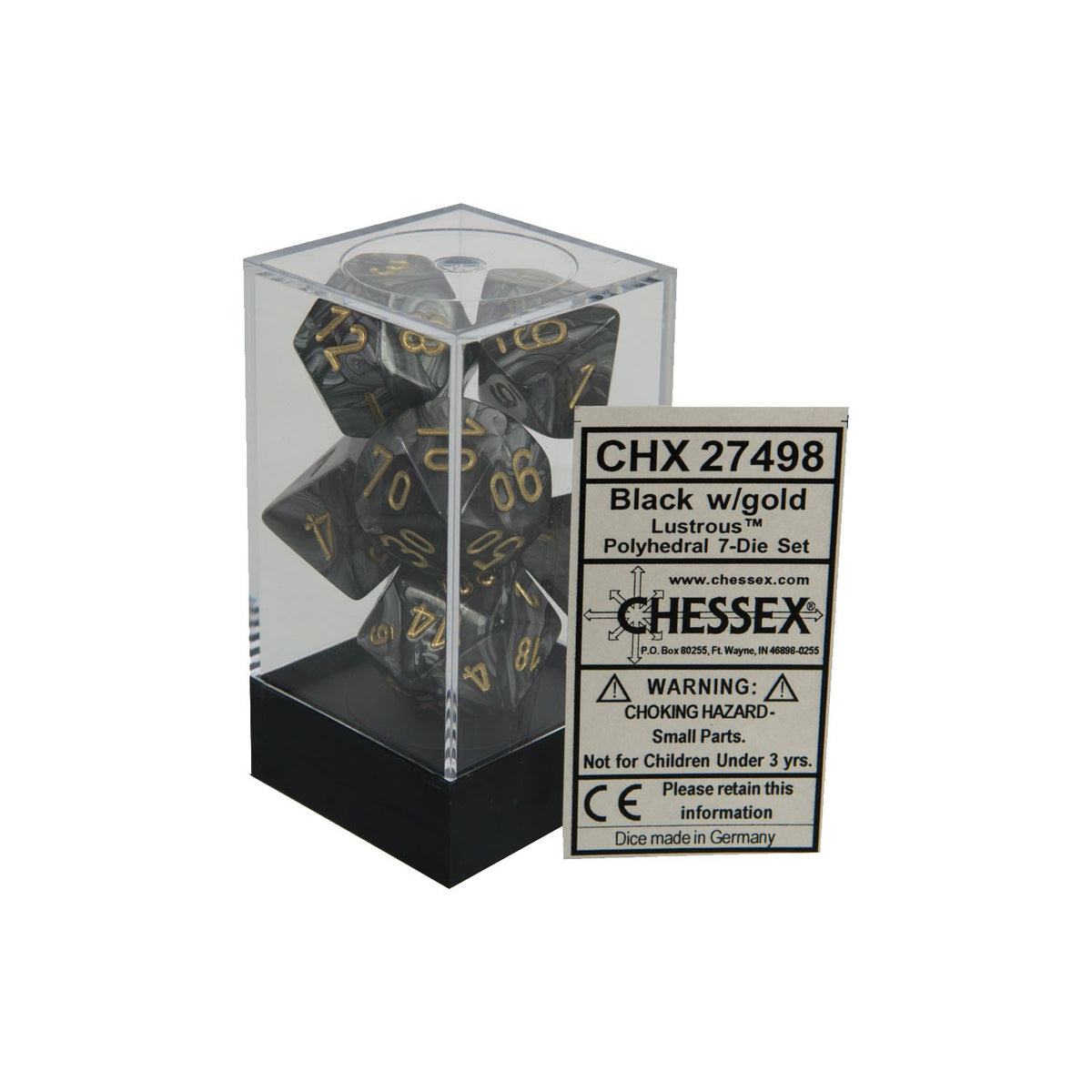 Chessex - Lustrous Polyhedral 7-Die Set - Black/Gold (CHX27498)