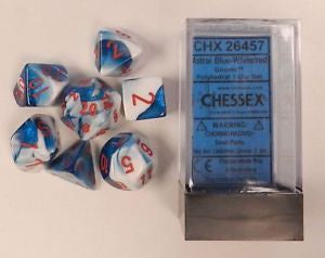 Chessex - Gemini Polyhedral 7-Die Set - Astral Blue White/Red (CHX26457)