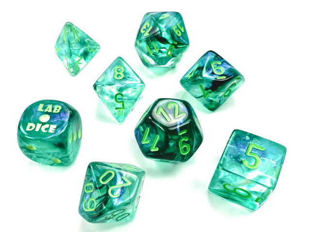 Chessex - Borealis Polyhedral 7 Dice Set - Kelp/Light Green Luminary (CHX30054)