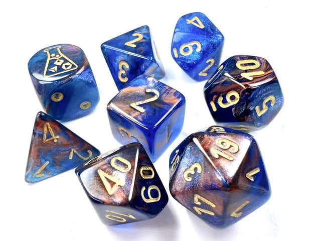 Chessex - Lustrous Polyhedral 7 Dice Set - Azurite/Gold (CHX30055)