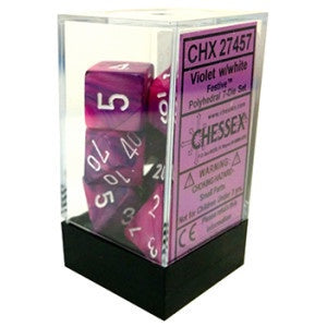 Chessex - Festive Polyhedral 7-Die Set - Violet/White (CHX27457)
