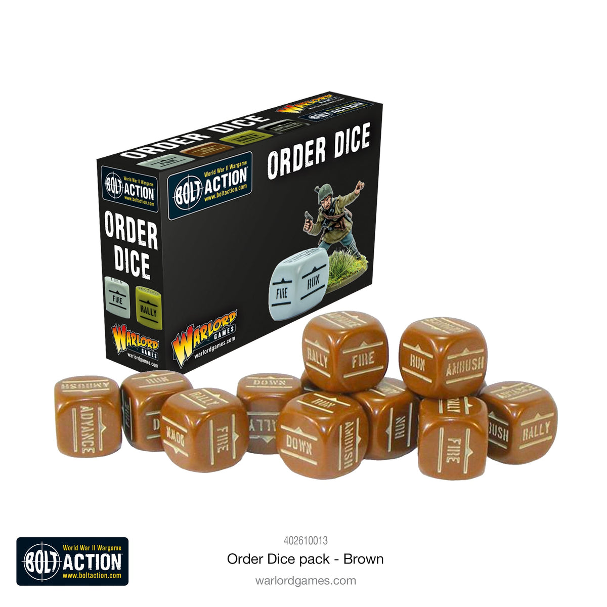 Bolt Action: Orders Dice Brown (12)