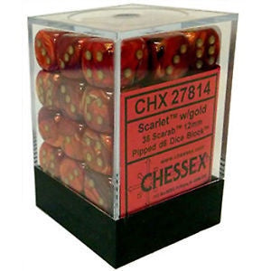 Chessex - Scarab 12mm D6 Set - Scarlet/Gold (CHX27814)
