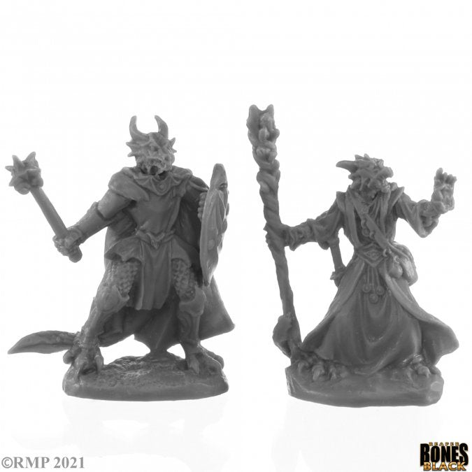 Reaper: Bones Black: Dragonfolk Wizard and Cleric