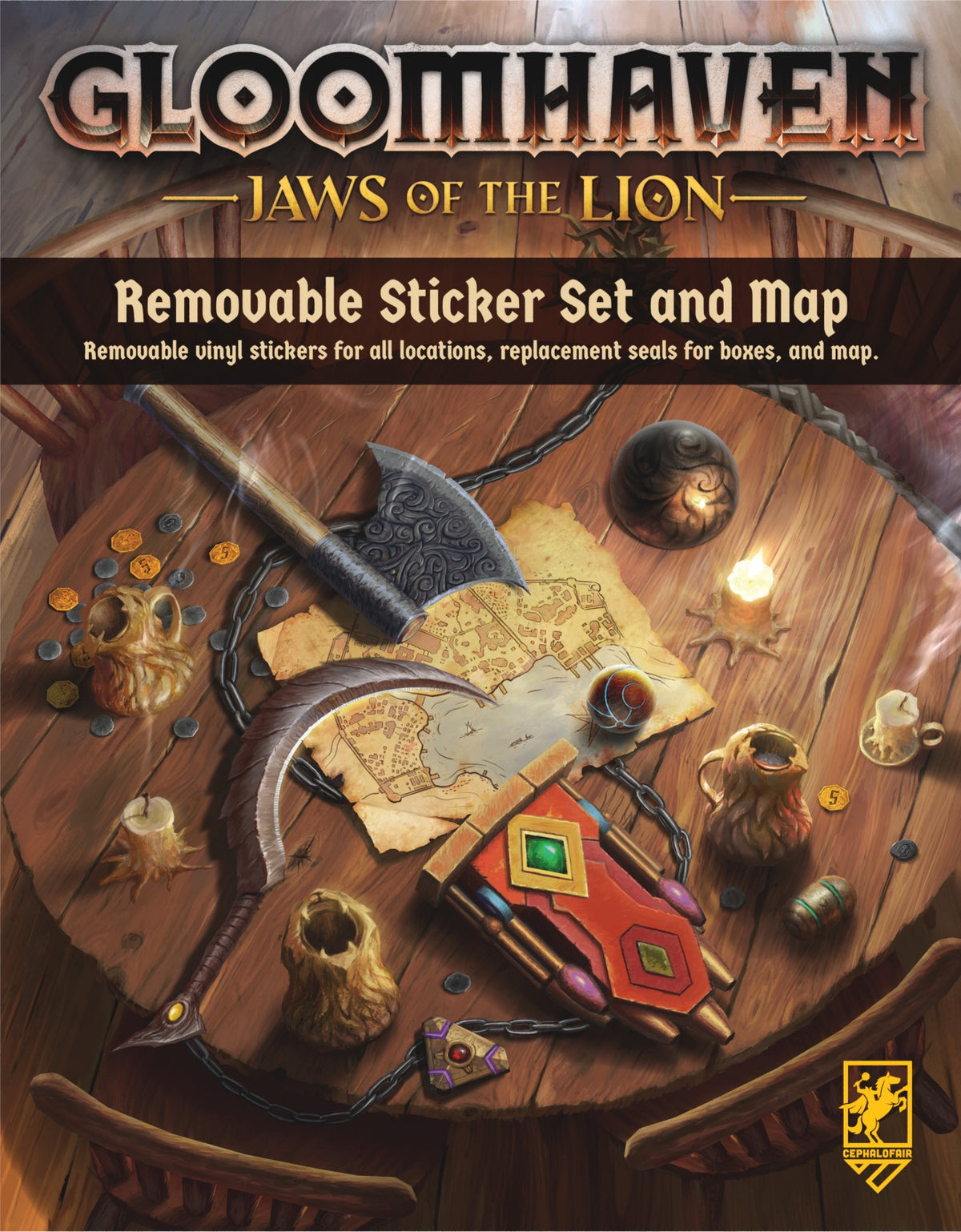 Gloomhaven Jaws of the Lion Removable Sticker Set &amp; Map