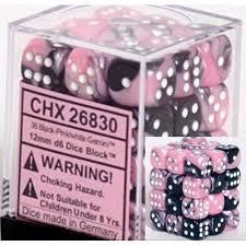 Chessex - Gemini 12mm D6 Set - Black Pink/White (CHX26830)