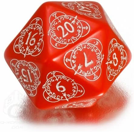 Q Workshop - D20 Red &amp; White Card Game Level Counter Dice Set