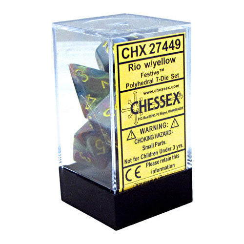Chessex - Festive Polyhedral 7-Die Set - Rio/Yellow (CHX27449)