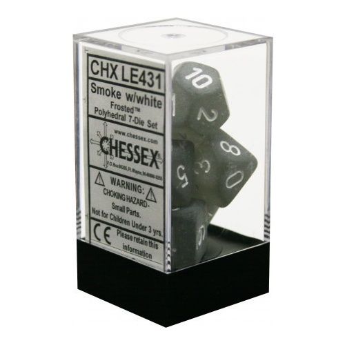 Chessex - Frosted Polyhedral 7-Die Set - Smoke/White (CHXLE431)