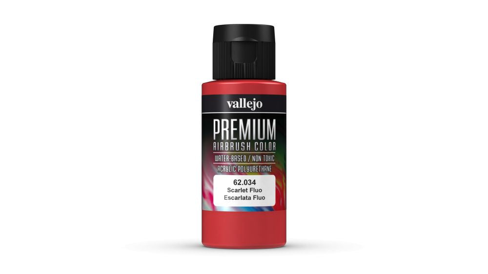 Vallejo Premium Colour - Fluorescent Scarlet 60ml Acrylic Paint (AV62034)