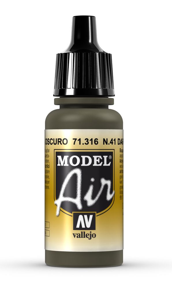 Vallejo Model Air - N 41 Dark Olive Drab 17ml Acrylic Paint (AV71316)