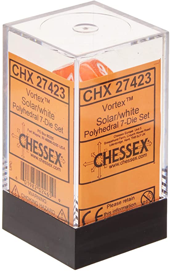 Chessex - Vortex Polyhedral 7-Die Set - Solar Yellow/White (CHX27423)