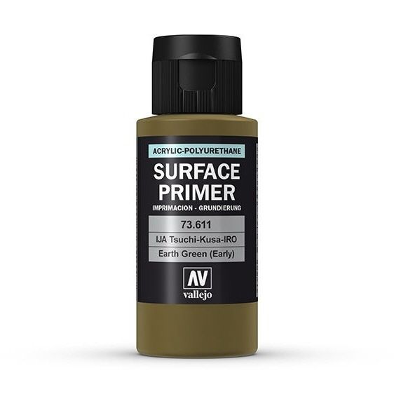 Vallejo Surface Primer 60ml Acrylic Paint - Ija-Tsuchi-Kusa-Iro Earth Green (early)