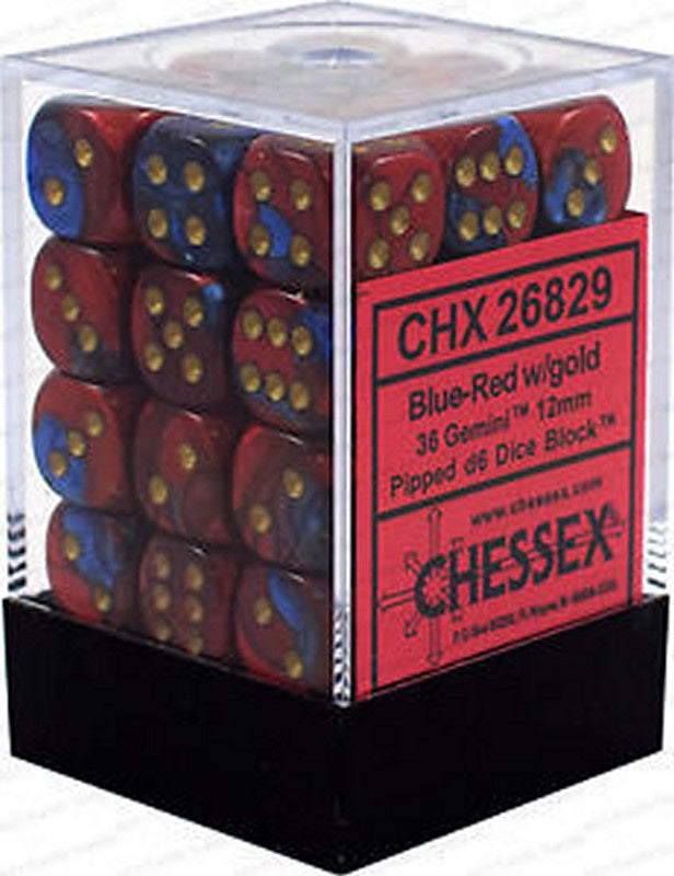 Chessex - Gemini 12mm D6 Set - Blue Red/Gold (CHX26829)