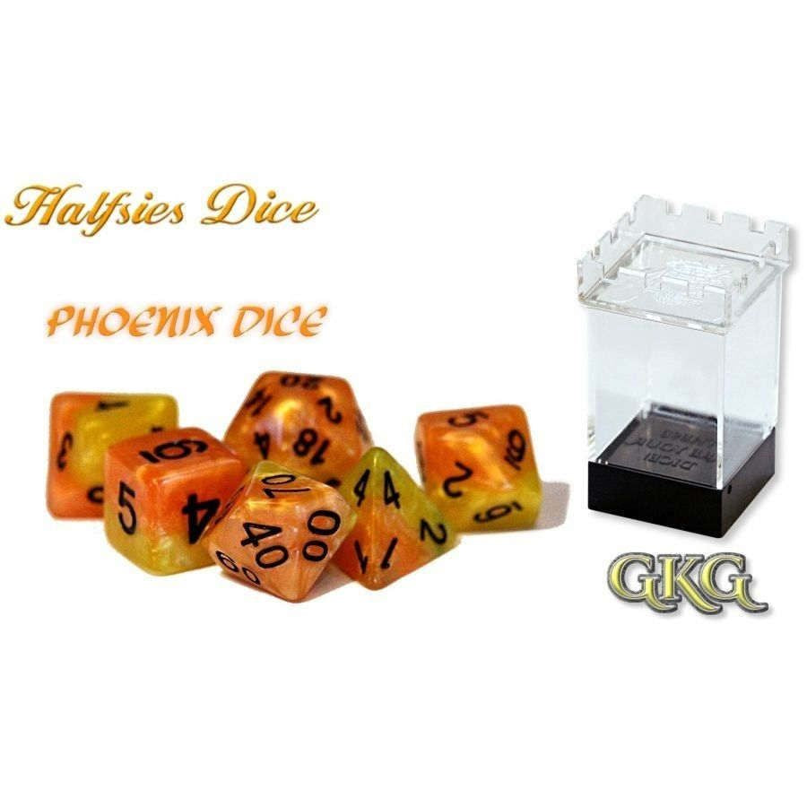 Halfsies Dice Phoenix Dice with Upgraded Dice Case