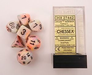 Chessex - Festive Polyhedral 7-Die Set - Circus/Black (CHX27442)