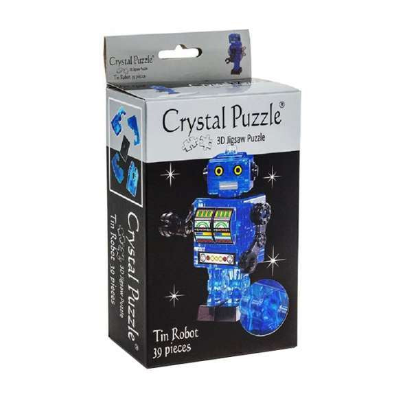 3D Blue Tin Robot Crystal Puzzle