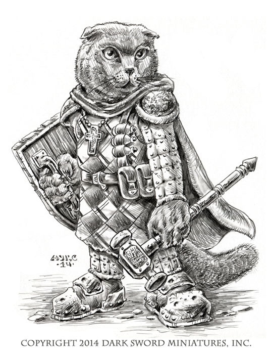 Critter Kingdoms: Scottish Fold Cat Cleric with Warhammer