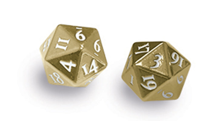 Gaming Accessories Heavy Metal D20 2-Dice Set Gold W/ White Numbers