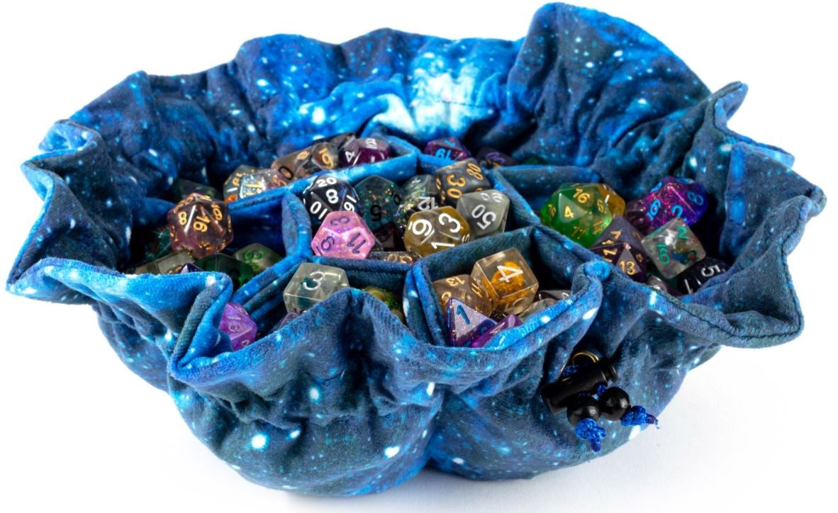 Metallic Dice Games - Velvet Compartment Dice Bag with Pockets - Galaxy
