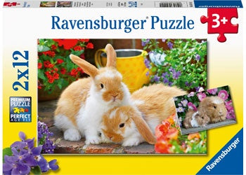 Ravensburger - Guinea Pigs &amp; Bunnies 2x12 Pieces Jigsaw
