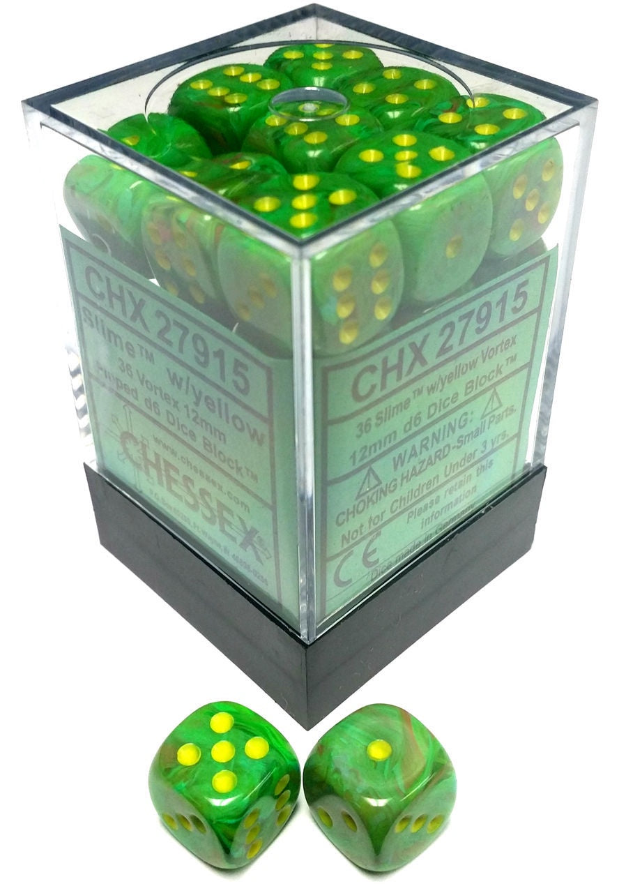 Chessex - Vortex 12mm D6 Set - Slime/Yellow (CHX27915)