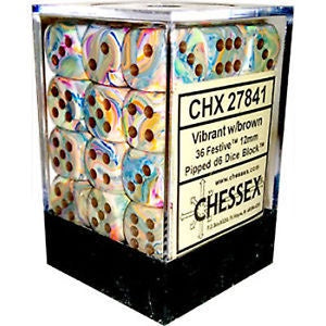Chessex - Festive 12mm D6 Set - Vibrant/Brown (CHX27841)