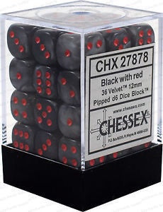 Chessex - Velvet 12mm D6 Set - Black/Red (CHX27878)