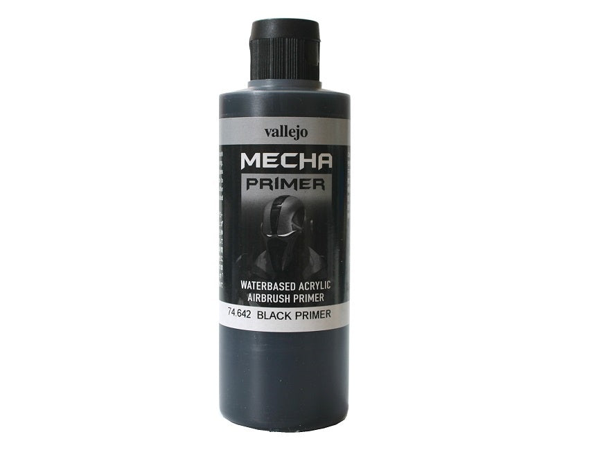 Vallejo Mecha Colour - Black Primer 200ml Acrylic Paint (AV74642)