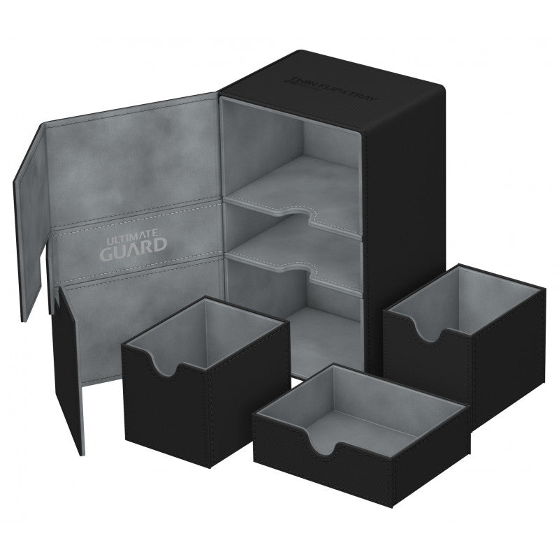 Ultimate Guard Twin Flip N Tray Deck Case 160+ Standard Size Xenoskin Black Deck Box