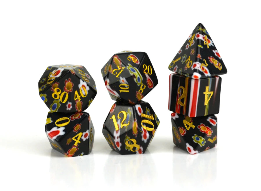 Level Up Dice - Dahlia Candy Glass Polyhedral Dice Set