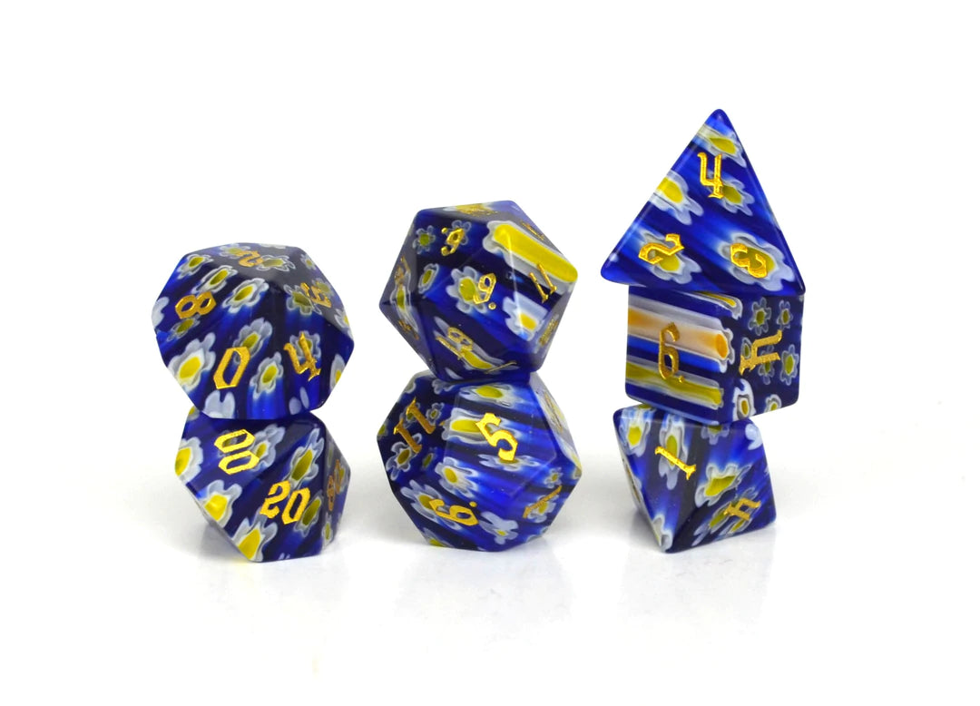 Level Up Dice - Bluebonnet Candy Glass Polyhedral Dice Set