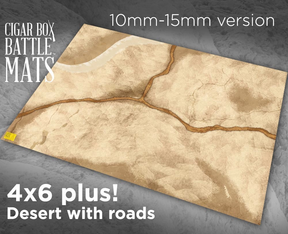 Cigar Box Battlemat Desert with Roads 15mm 4x6 Battle Mat