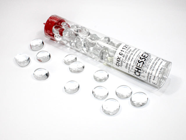 Chessex - Glass Stones 20+ in a 5 1/2 Inch Tube - Clear (CHX01121)