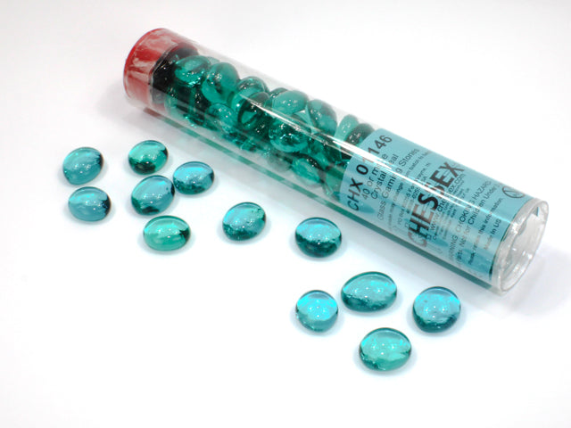 Chessex - Glass Stones 20+ in a 5 1/2 Inch Tube - Teal (CHX01146)