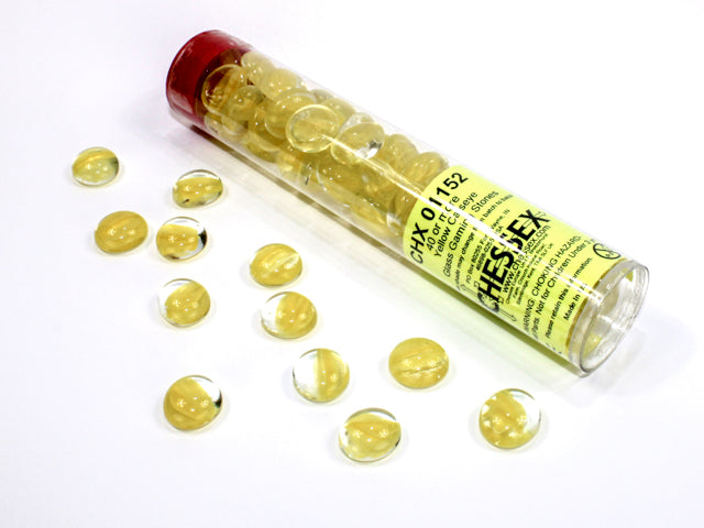 Chessex - Glass Stones 20+ in a 5 1/2 Inch Tube - Lemon Catseye (CHX01152)