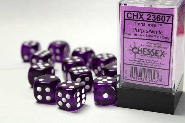Chessex - Translucent 16mm D6 Set - Purple/White (CHX23607)
