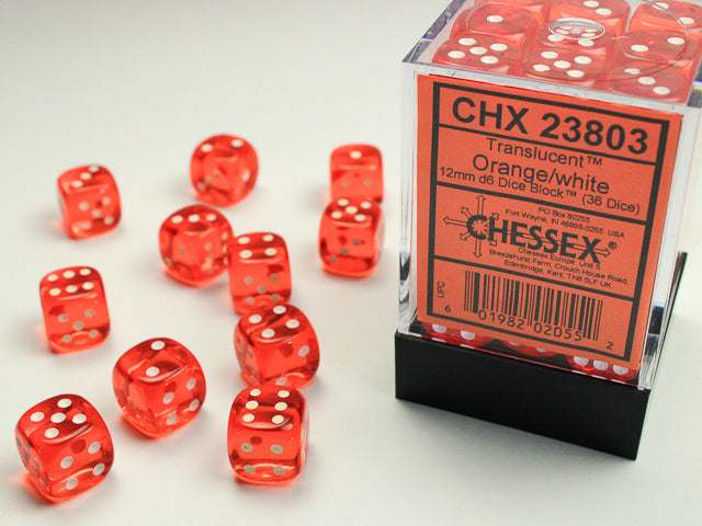 Chessex - Translucent 12mm D6 Set - Orange/White (CHX23803)